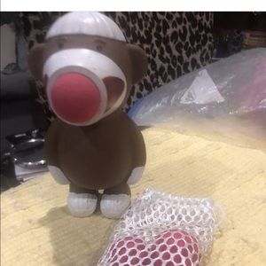 Hog Wild Sock Monkey Popper Toy w/5 Soft balls